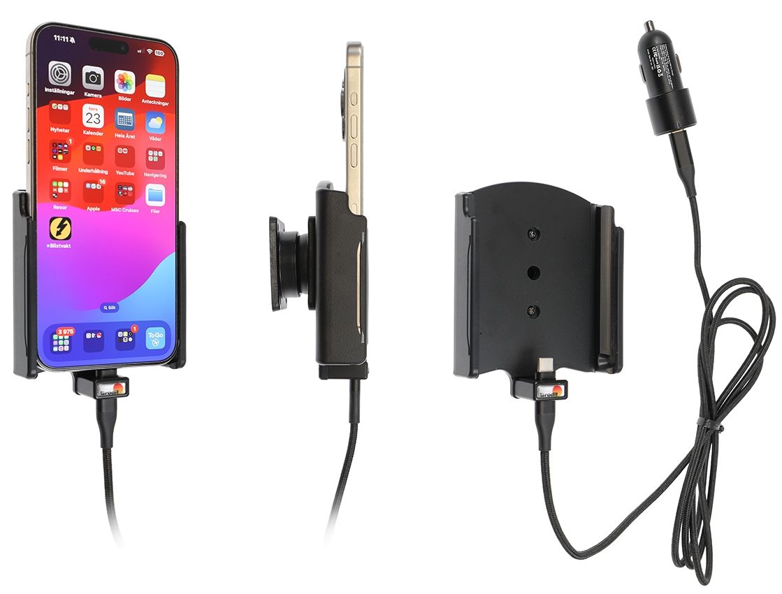 Brodit Active holder Apple iPhone 15 Pro Max USB cig.plug