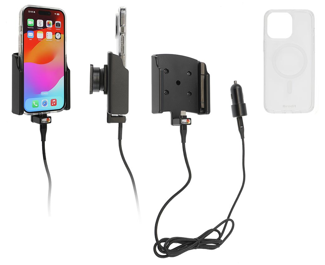 Brodit Active holder Apple iPhone 15 Pro USB cig.- with case
